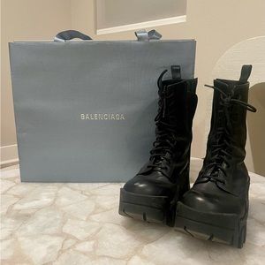 BALENCIAGA Black Bulldozer Lace-Up Boots Size: IT 37 / Womens 7